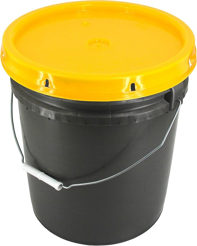 Grey 5 Gallon 90 mil Bucket with Snap On Lid (Yellow)