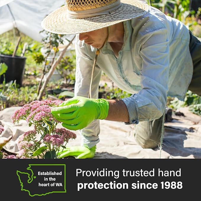 GLOVEWORKS HD Green Nitrile Gloves, 8 mil Nitrile Gloves Medium-XXL Sizes, Nitrile Disposable Gloves with Raised Diamond Grip