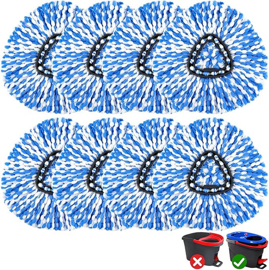 Mop Replace Heads Compatible for O Cedar 8 Pack, Spin Mops Refill Head Replacement for RinseClean 2-Tank System, Machine Washable, Suitable for Hard-surfaced Floors Cleaning