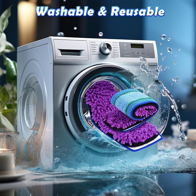 6 Pack Microfiber Cleaning Pads for Mop Hardwood Floor Cleaner Mop Replacement, 4 Deep Microfiber Cleaning Pad 2 Dusting Pad Wet Mop Dry Dust Mop Cleaner Washable Reusable Refill