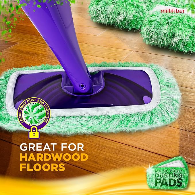 Floor Duster Refill Compatible with Swiffer WetJet (2 Pack) - Microfiber Mop Pads for Dusting Cloths - Reusable Replacements Mop Pads