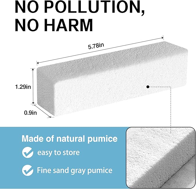 6 Pack Pumice Stone for Cleaning,Scouring Stick,Pumistone for Toilet, Pool, Bathroom, Sink (White D)