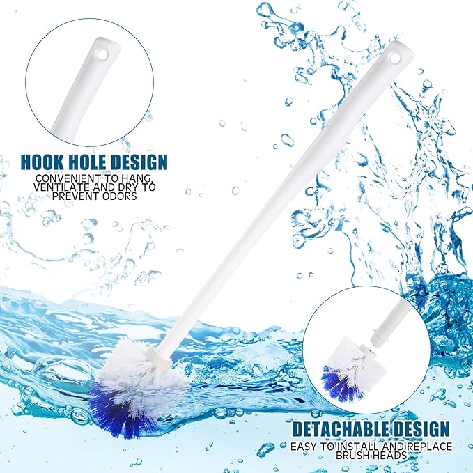15 Pcs 18.5 Inch Toilet Bowl Cleaner Brush Bathroom Long Plastic Handled Cleaning Scrubber with Hook Hole Without Holder for Household Cleaning(Blue, White)
