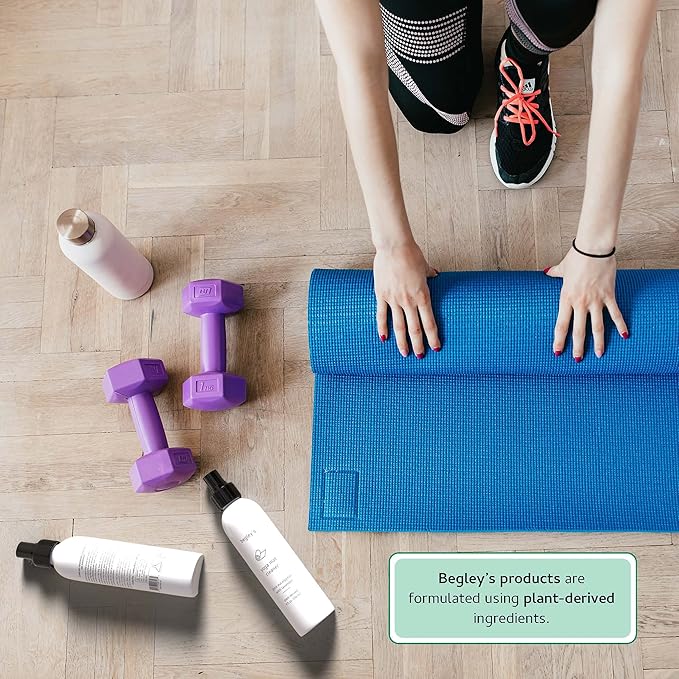 Begley's Yoga Mat Cleaner and Deodorizer Spray 8oz, with Fragrant Essential Oils, Pure Eucalyptus & Lavender