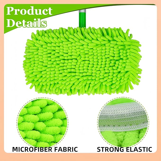 Thickened Heavy-Duty Chenille Mop Pads Compatible with Swiffer and All Other 10-12 Inch Mops,Reusable Wet & Dry Mop Refills,Machine Washable for Hardwood,Tile,Laminate Floors