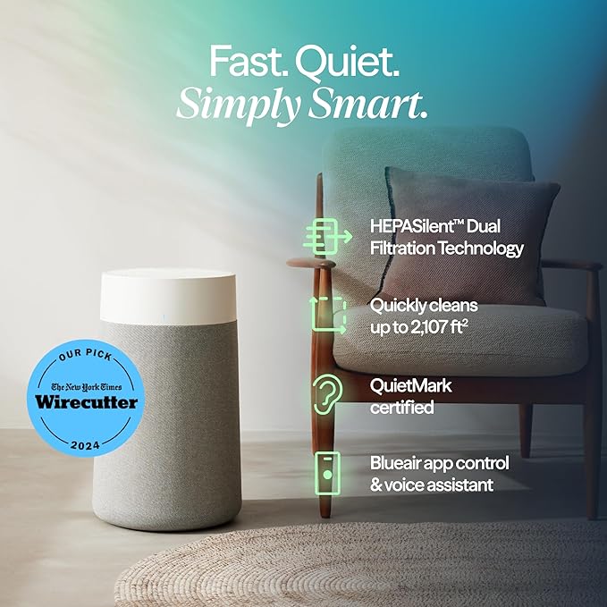 BLUEAIR Air Purifiers for Medium Rooms, Bedroom, Kitchen, Cleans 1,858 sqft in one hour, HEPASilent Smart Air Cleaner for Home, Pets, Allergies, Virus, Dust, Mold, Smoke - Blue Pure 311i Max
