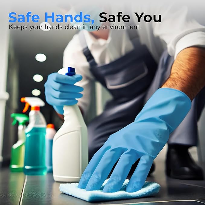 SereneLife Soft Industrial Gloves, Nitrile and Vinyl Gloves, Powder-Free, Textured Grip, Ideal for Cleaning, Food Service, Automotive, Household Work
