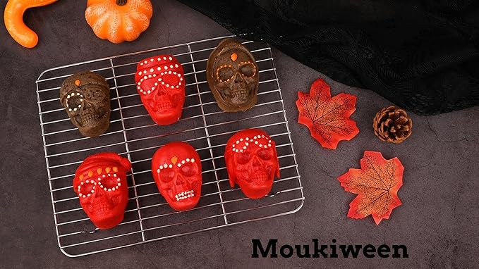 Moukiween 3D Large Skull Soap Silicone Molds Set of 2 Halloween DIY Resin Craft Silicone Mold Chocolate Bomb Ice Cubes Cake Baking Molds