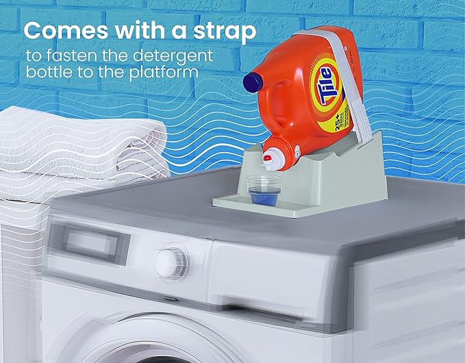 TidyFriend Laundry Detergent Holder Stand Organizer with Drip Tray, 2 Pack Laundry Soap Holder with Non-Slip Rubber Feet for Washing Space Organization, Angled Downward Slope for Easy Pouring (Blue)