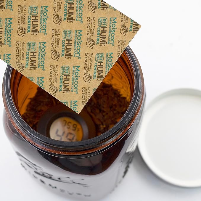 60 Gram 5 Pack 69% Two-Way Humidity Control Packs, Size 60 for Plastic Travel Case & Zip Lock Bags & Wood Containers, 69 Humidity Pack Humidifier Moisture Control Packets Individually Wrapped