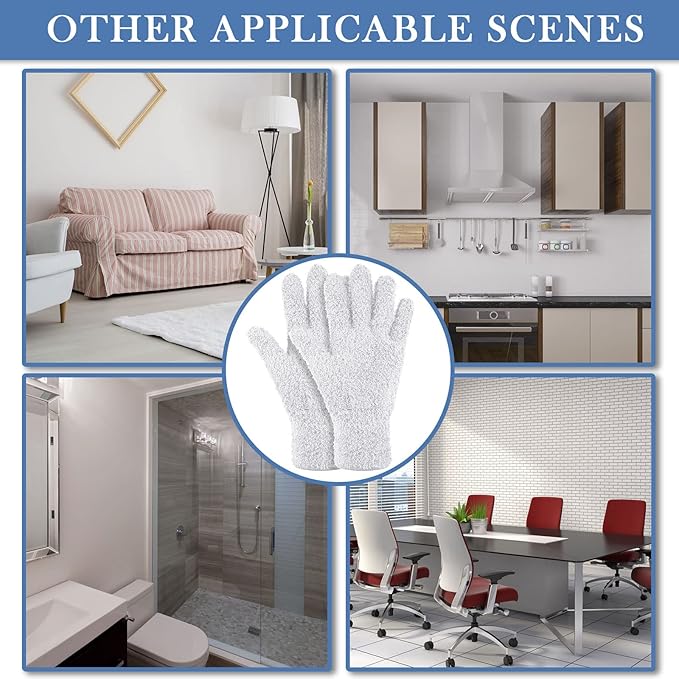 Bencailor 6 Pairs Microfiber Dusting Gloves, Dusting Cleaning Gloves Microfiber Gloves for Plants House Blinds Car Dust Mitt (Bright Color,Medium)