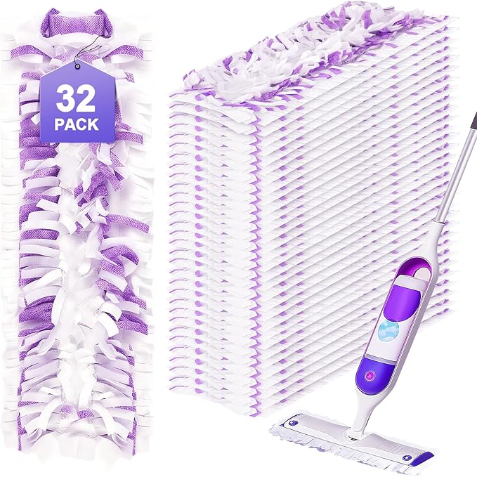 32 Count Disposable Power Mop Pads, 5X Cleaning Power Mop Refills for Swiffer Power Mop, Unscented 14-Layer Thickened Wood Mop Refill Pads for Surface Floor Cleaning