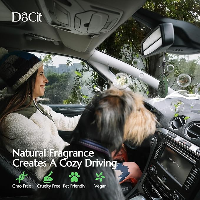 Car Air Freshener Hanging Essential Oil Diffuser with Bead Release Design, 40+ Days Long Lasting Scent for Men & Women, 7 Original + 14 Refills for Car/Home/Office, Freesia