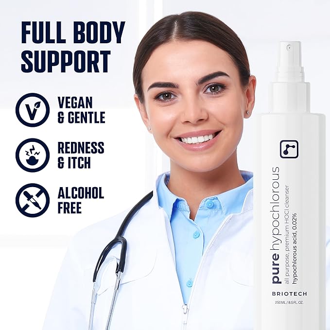 BRIOTECH Pure Hypochlorous Acid Spray and Cleanser, Original Premium HOCl Topical Solution, Multi-Purpose Cleaner, Family Approved & Pet Friendly, 4 fl oz (2 Pack)