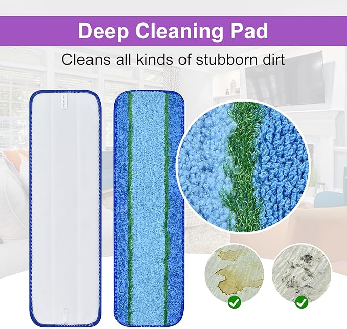 6 Pack Pet System Microfiber Sweeping Pad for Bona Mops, Microfiber Cleaning Pad for Hardwood Floors Dry Wet Cleaning - Attracts and Picks Up Pet Hair - Includes 3 Sweeping Pads and 3 Deep Clean Pad