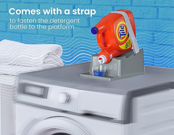 TidyFriend Laundry Detergent Holder Stand with Drip Tray, 3 Pack Laundry Soap Holder with Non-Slip Rubber Feet for Washing Space Organization, Angled Downward Slope for Easy Pouring (Grey)