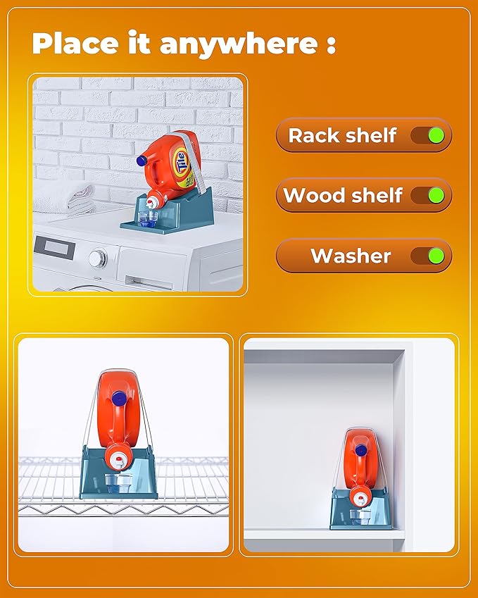 TidyFriend 2 Pack Liquid Laundry Detergent Holder Stand with Drip Tray & Rubber-Grip Feet, Stand for Laundry Room Organization and Storage, Fabric Softener Dispenser with Cup Holder (Slate Grey)