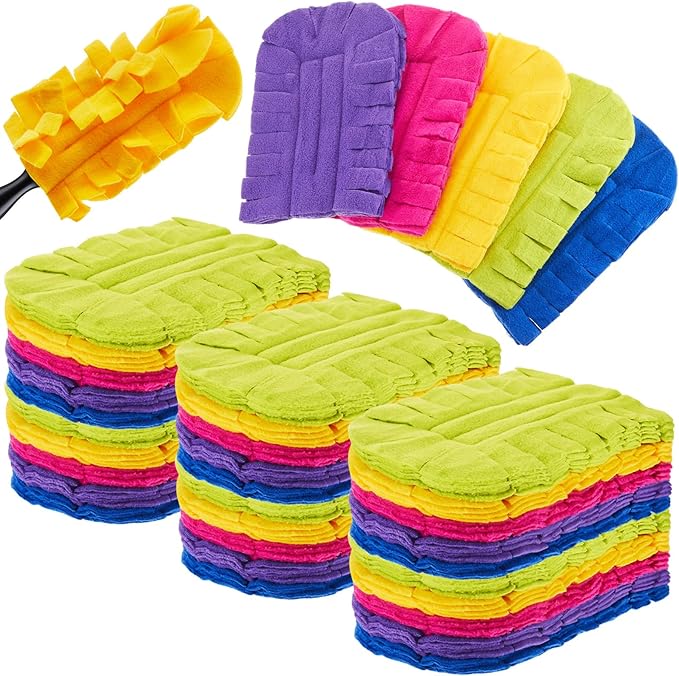 Zubebe 30 Pcs Duster Refill Reusable Fleece Duster Refills Feather Flat Dusters Multi Surface Washable Cleaning Pads Tools for Home, Blinds, Car, Pet, Furniture, Fans (Dark Color)