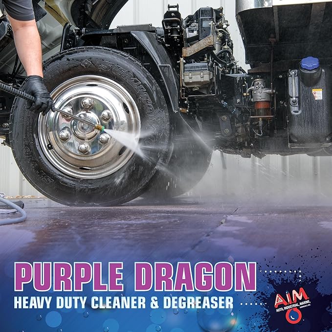 AIM Chemicals Purple Dragon Heavy Duty Degreaser – For Cars, Trucks, Equipment, and Concrete. Powerful wheel & tire cleaner for industrial use & car detailing. Compatible with wheel brush- Quart