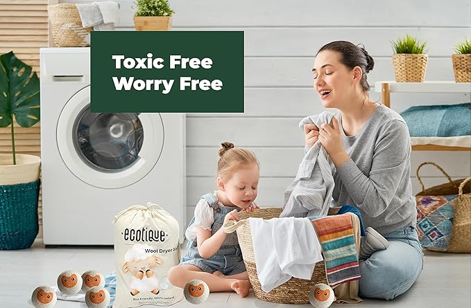 Wool Dryer Balls 6-Pack XL 100% New Zealand Wool Reusable for 1000+ Loads Baby-Safe Chemical-Free Natural Fabric Softener Reduces Drying Time Wrinkles Static Dryer Sheet Alternative