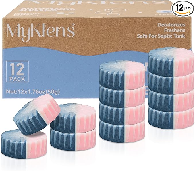 Toilet Bowl Cleaner Tablets, Automatic Toilet Bowl Cleaners, Long-Lasting Toilet Tabs Drop in Tank for Deodorizing & Descaling, Blue & Pink, 12 Packs