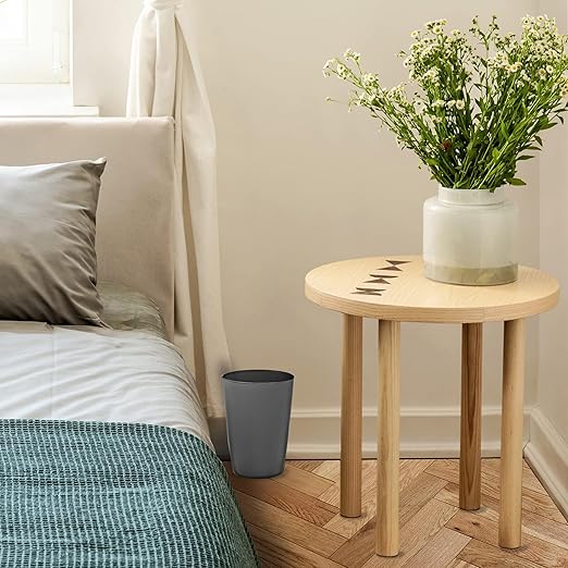 Mini Waste Basket - Pack of 2 Durable Small Plastic Garbage Trash Can Bin - Lidless Open-Top Rectangular Slim Profile for Compact Spaces - Suitable for Home, Bathroom, Office, Bedroom & More, Grey