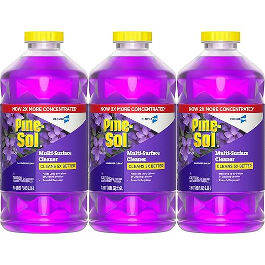 Pine-Sol Multi Surface Cleaner, Multipurpose Concentrated Formula Makes 80 Gal Cleaning Solution, Non Sticky Formula, Lavender Clean, 80 Fl Oz, Value Pack of 3