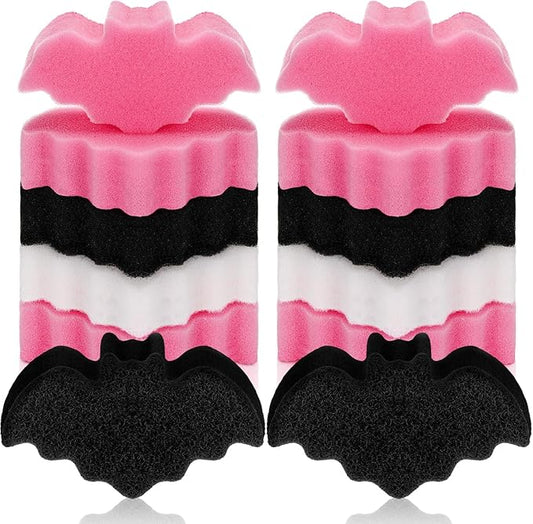 Tioncy 12 Pack Bat Kitchen Sponges Bulk Dual Sided Scrubber Sponges Dishwashing Non Scratch for Bat Kitchen Accessories Dish Scouring Black, White, Pink
