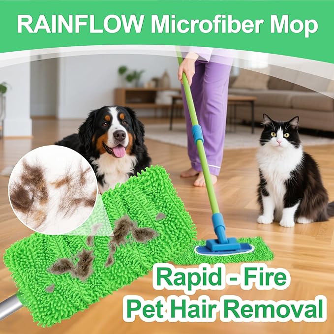 4PCS RAINFLOW Microfiber Mop for Sweeper - Reusable Mop Pads Refill Sweeping Mopping Pad Dust Mops for Hardwood Floors Cleaning(Mop is Not Included)