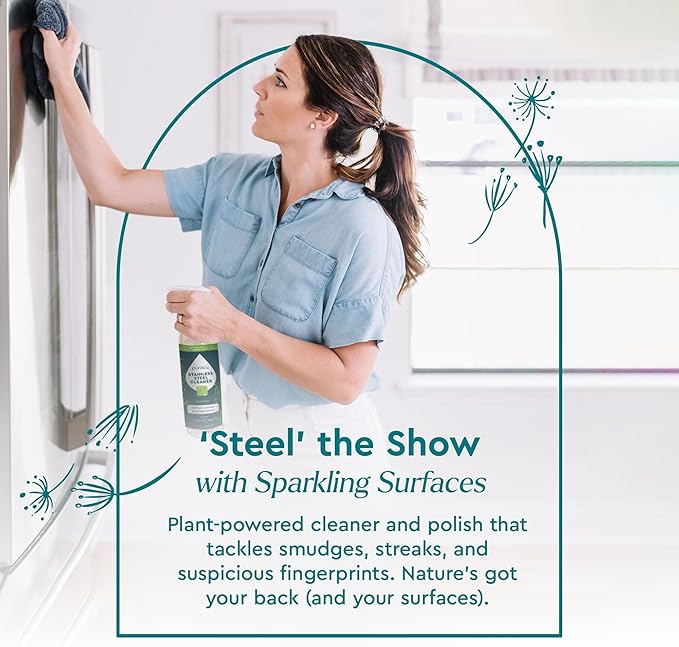Puracy Stainless Steel Cleaner, Natural Stainless Steel Sink Cleaner, Stainless Steel Cleaner for Appliances, Sink Cleaner and Polish Kitchen Cleaner, Stainless Steel Refrigerator Spray (Lavender)