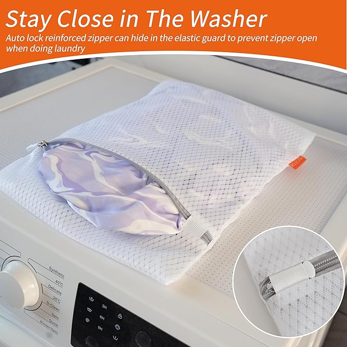 Polecasa 2Pcs 24 x 24 Inches Extra Durable 125g Diamond Mesh Laundry Bags with Sturdy Zipper for Delicates, Protect Clothes in Washing Machine, Laundry Room Essentials for College, Dorm (2 XL-Large)