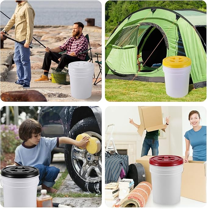 2 Pieces 5 Gallon Bucket Lid with Bucket Lid Opener,Plastic Storage Bucket Leak-Proof Screw Seal Lids,Pet Food Storage Container Lid for Home Paint Storage Buckets
