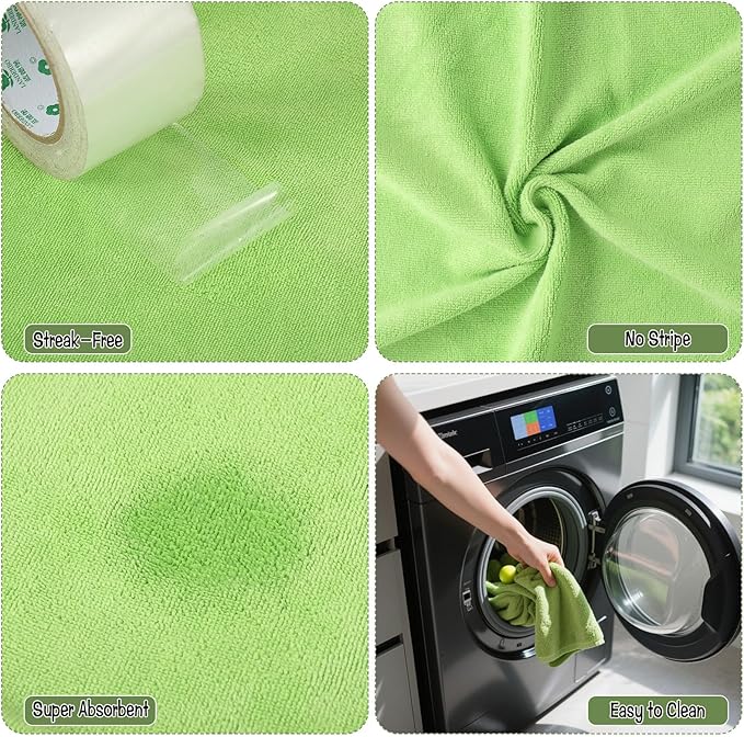 4 Pack Extra Large Microfiber Cleaning Cloths 20"x30", Lint-Free Reusable Towels for Home, Glass, Windows, Office, Kitchen, Bathroom – Green & Orange