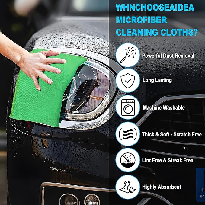 Microfiber Cleaning Cloths – 150 Pack, 12"x12" Ultra Soft & Lint-Free Cleaning Towels for Kitchen, Car, Glass, Window & Home – Reusable Microfiber Rags