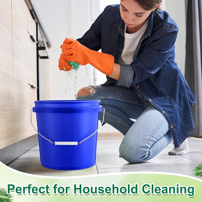 Tioncy 10 Pcs 2 Gallon Plastic Bucket with Lid Heavy Duty 2 Gallon Bucket Pail with Lid Handle for Storage Container Home Household Cleaning(Blue)