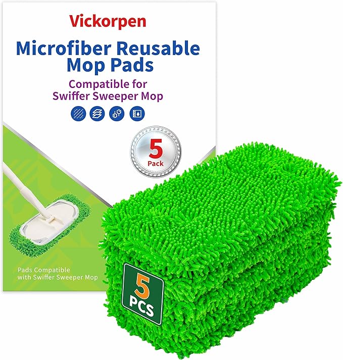 5 Pack Wet Mop Pads Refills for Swiffer Sweeper Mop Microfiber Reusable Replacement Mopping Pad for Surface Hardwood Floor Cleaning Mops Pads