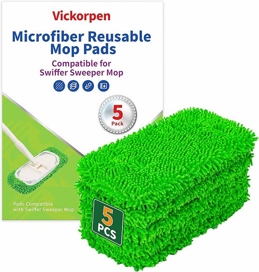 5 Pack Wet Mop Pads Refills for Swiffer Sweeper Mop Microfiber Reusable Replacement Mopping Pad for Surface Hardwood Floor Cleaning Mops Pads