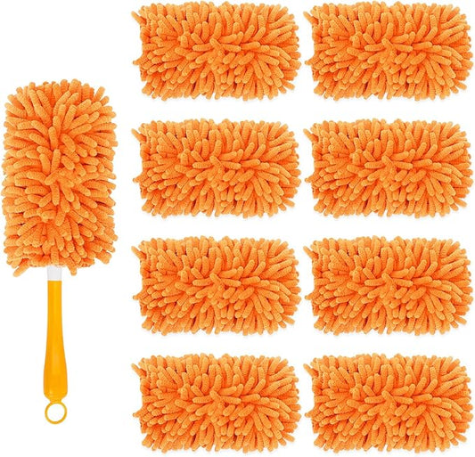 KEEPOW 8 Pack Reusable Duster Refill Compatible with Swiffer Hand Duster - 360 Heavy Duty Dusters Refills - Microfiber Ceiling Fan Duster Fit for Swiffer Dusters Extended Handle