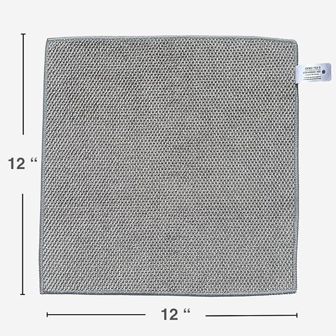 Microfiber Cleaning Cloths - 12" x 12" - Kitchen Dish Cloths for Washing Dishes - Microfiber Cleaning Rags - for Housekeeping, Dusting, Glass, Electronics, Car Interior - 6 Pack - Gray, Beige, Pink