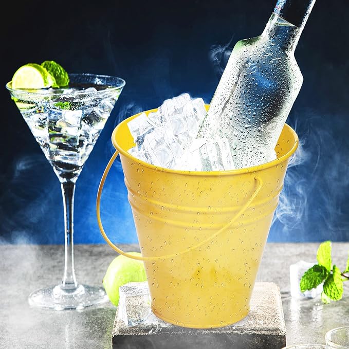 Sadnyy 6 Pack Galvanized Bucket, 5" Metal Bucket with Handles, Metal Buckets and Pails, Kids Party Supplies, Toy Container Table Centerpiece Decoration(Green, Yellow, Orange, Blue, Purple, Pink)