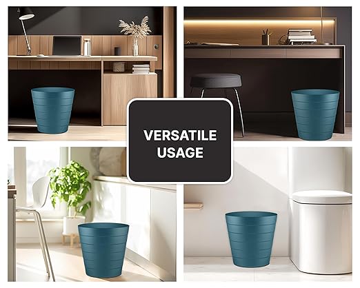 Small Trash Can (2.1 Gallons), Dorm Trash Can, Heavy Duty Dust Bin, Mini Garbage Can for Bedroom (Pack Of 3), Plastic Wastebasket, Bathroom Wastebasket (Blue) Round paper Trashcan, Office Trash Bin