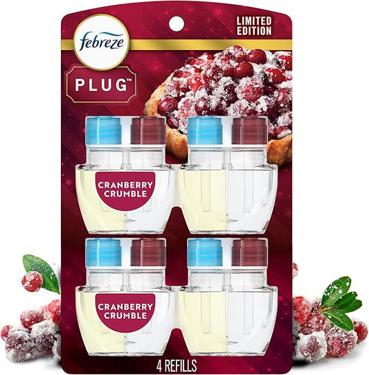Febreze Plug In Air Freshener Scented Oil Refill Cranberry Crumble, 4ct