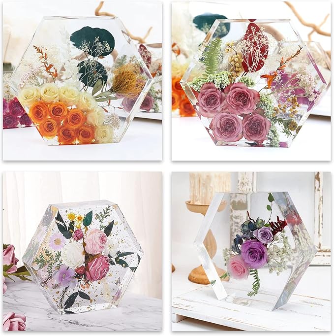 Large Silicone Molds for Resin, Actvty Large Resin Molds, 9 Inch Upgraded Hexagon Silicone Molds for Flowers Preservation, DIY Wedding, Valentine, Anniversary and Home Decors