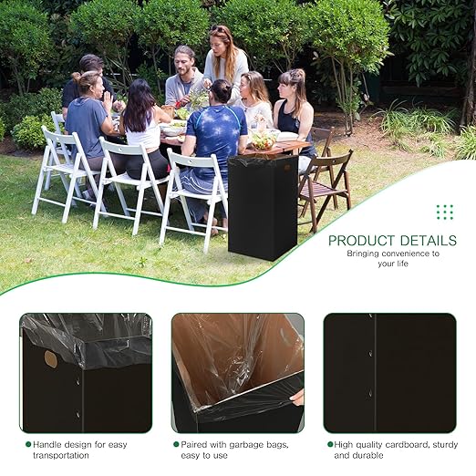 Nosiny 30 Pcs 50 Gallon Disposable and Reusable Corrugated Cardboard Trash Cans for Events, Recycling Bins Bulk with Trash Bags,Cardboard Garbage Boxes for Parties,18" x 18" x 36" (Black)