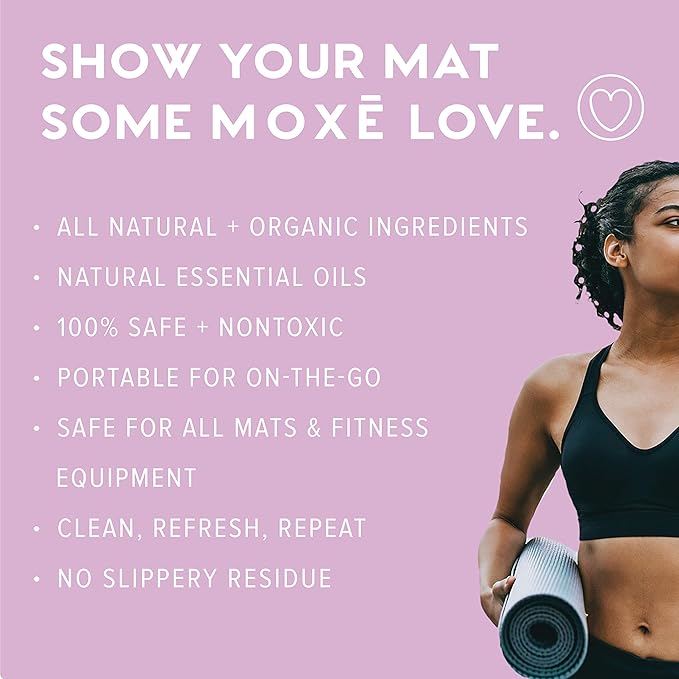 MOXE Yoga Mat Cleaner Spray, Lavender & Chamomile Essential Oil, Safe for All Mats & Exercise Equipment, Odor & Sweat Protection, Includes Microfiber Cleaning Towel, 4 Oz (2 Pack)