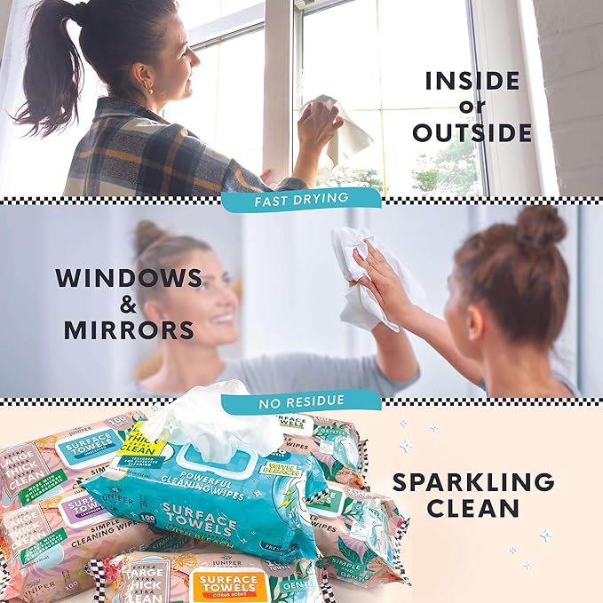 6 Packs Surface Wipes with Bleach, Thick & Large Dispose, All-Purpose Cleaner for Bathroom, Kitchen, Office, 600 Count Soft Flow, Biodegradable, Fresh Scent