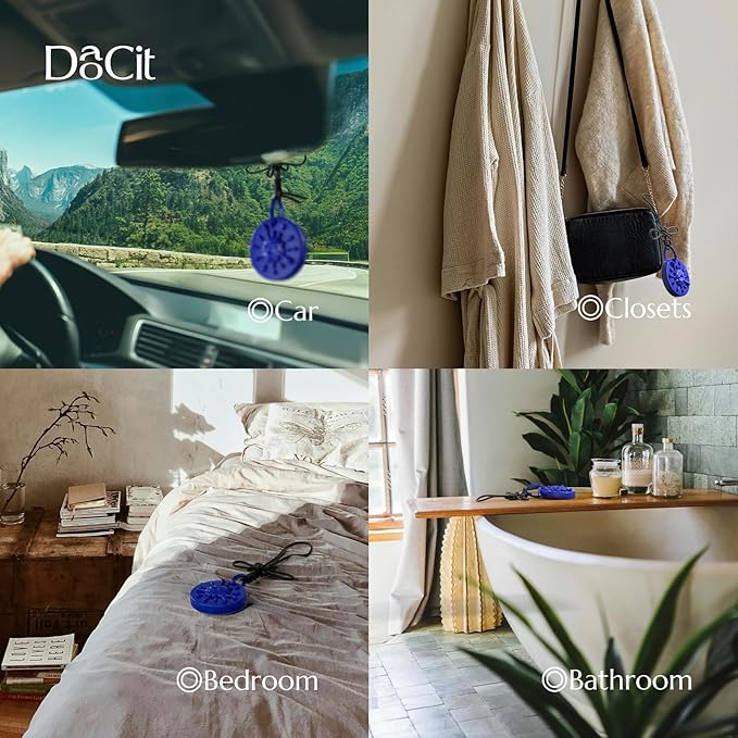 Car Air Freshener Hanging Essential Oil Diffuser with Bead Release Design, 40+ Days Long Lasting Scent for Men & Women, 7 Original + 14 Refills for Car/Home/Office, Ocean