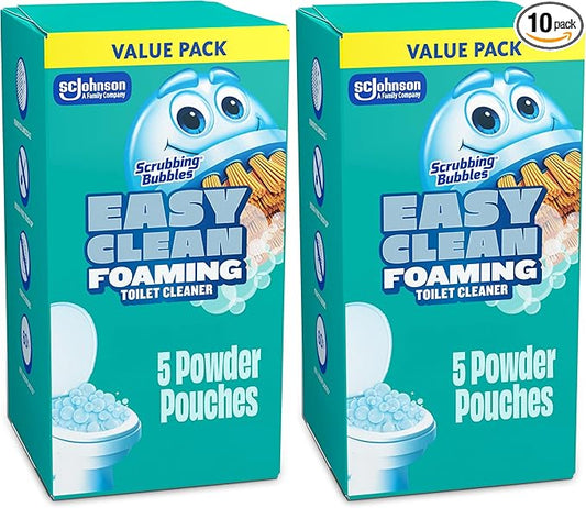Scrubbing Bubbles Easy Clean Foaming Toilet Bowl Cleaner, Easy Toilet Drop In Powder Pouches, 100g (5 Pouches) (Pack of 2)