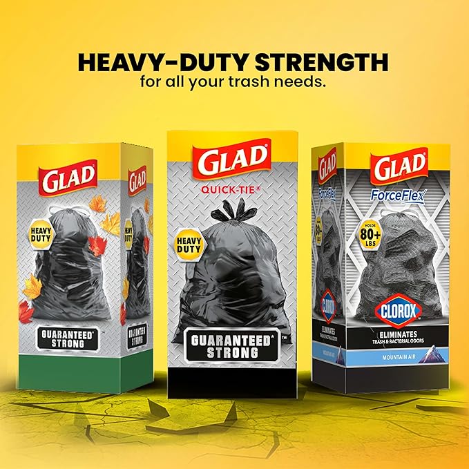 Glad Trash Bags, Strong Quick-Tie Large Garbage Bags - 30 Gallon - 21 Count (Package May Vary)