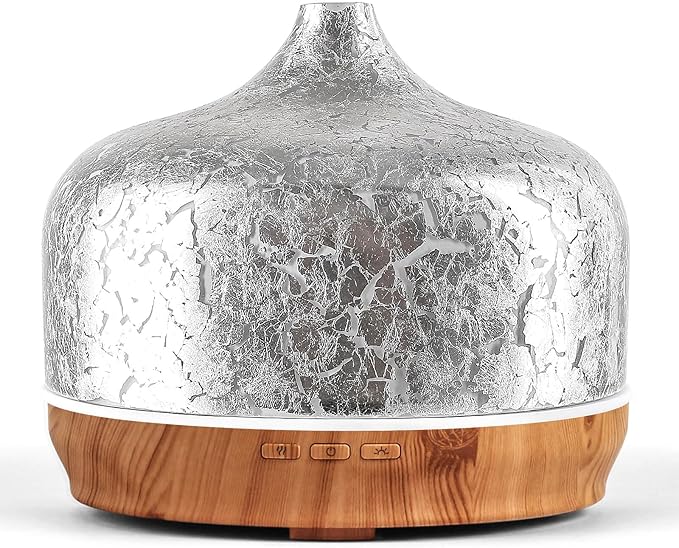Porseme 500ml Essential Oil Diffuser Silver Plated Glass Aromatherapy Ultrasonic Humidifier - Auto Shut-Off, Timer Setting, BPA Free for Home Hotel Yoga SPA Gift